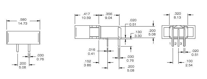 RS4-102R3 紅色六腳兩檔 90度彎腳 臥式鈕子開關(guān)
