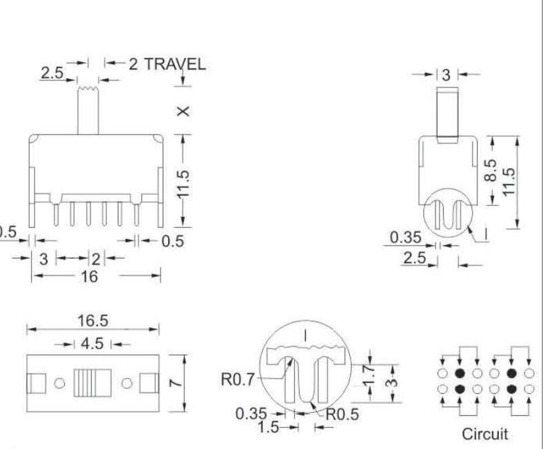 4P2T撥動開關(guān)規(guī)格圖 4P2T撥動開關(guān)規(guī)格圖