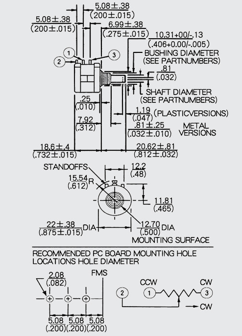多圈精密電位器尺寸圖 多圈精密電位器尺寸圖