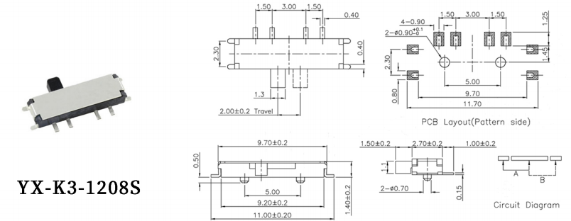 八腳撥動(dòng)開關(guān)K3-1208s圖片 八腳撥動(dòng)開關(guān)K3-1208s圖片