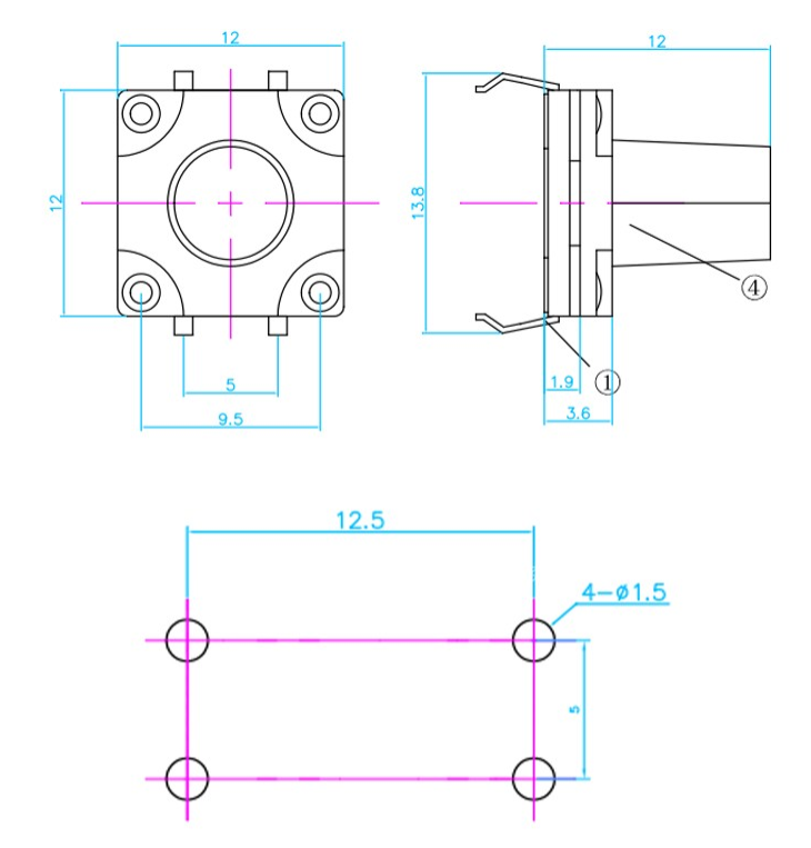 輕觸開關(guān)尺寸圖 輕觸開關(guān)尺寸圖