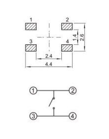 YX-TS-A006，四腳貼片小型輕觸開關(guān)電路圖