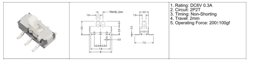 撥動開關(guān)6腳